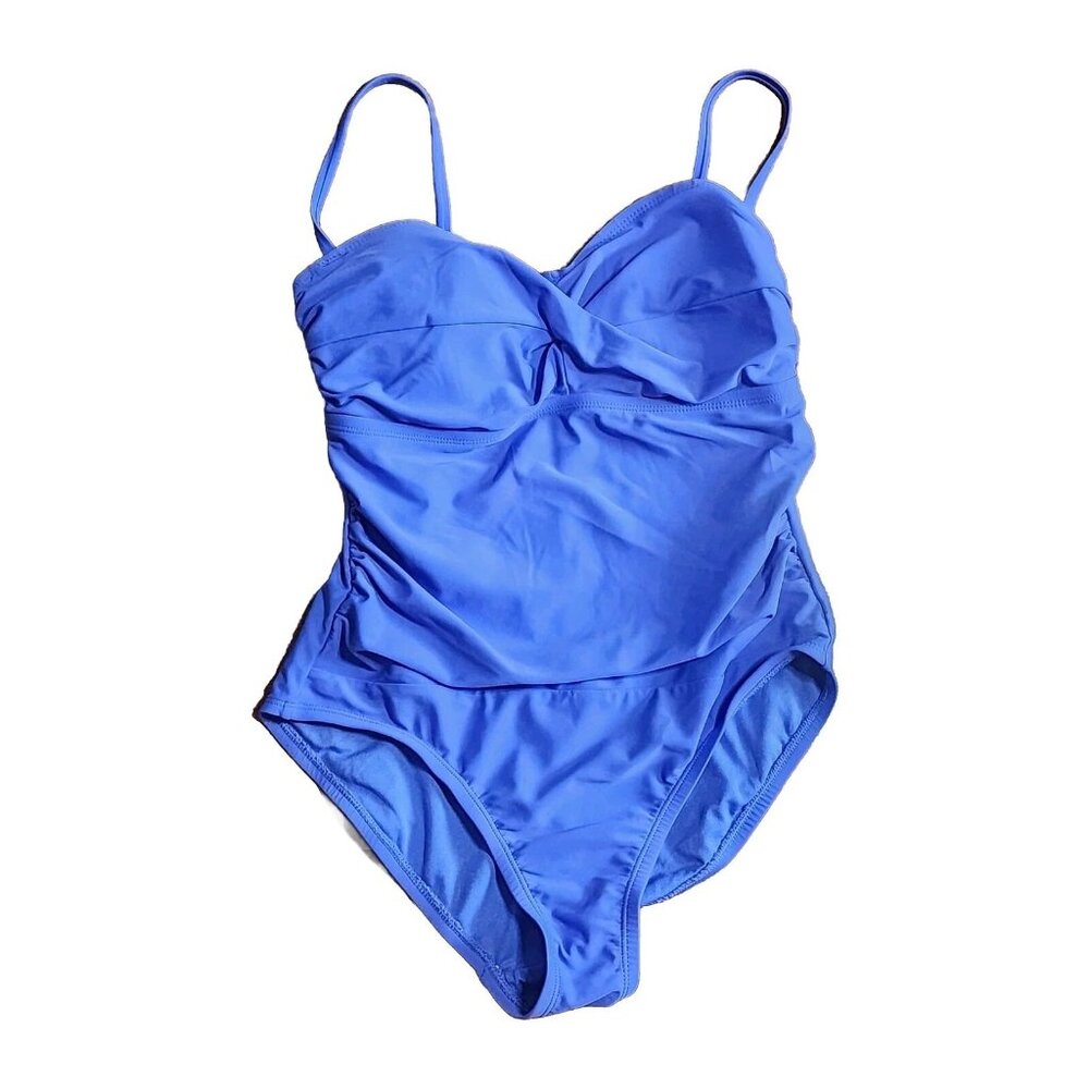 CATALINA Solid All Blue Sleeveless‎ One Piece Twist Front Swimsuit Womens Size S